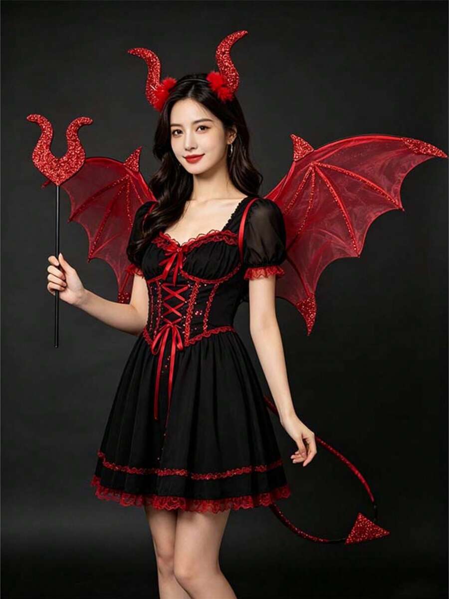 Set Sayap Kelelawar Halloween 3 Buah untuk Bermain Peran, Pesta, Pertunjukan Panggung, Kostum Sayap Setan, Perlengkapan Pesta, Alat Peraga Pertunjukan - MultiWarna - View 1