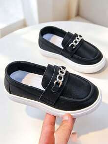 1 Pair Unisex Kids Minimalist Flat Casual Sneakers, Versatile Comfortable Durable Soft Sole Lightweight Sports Casual Shoes - Black - View 1