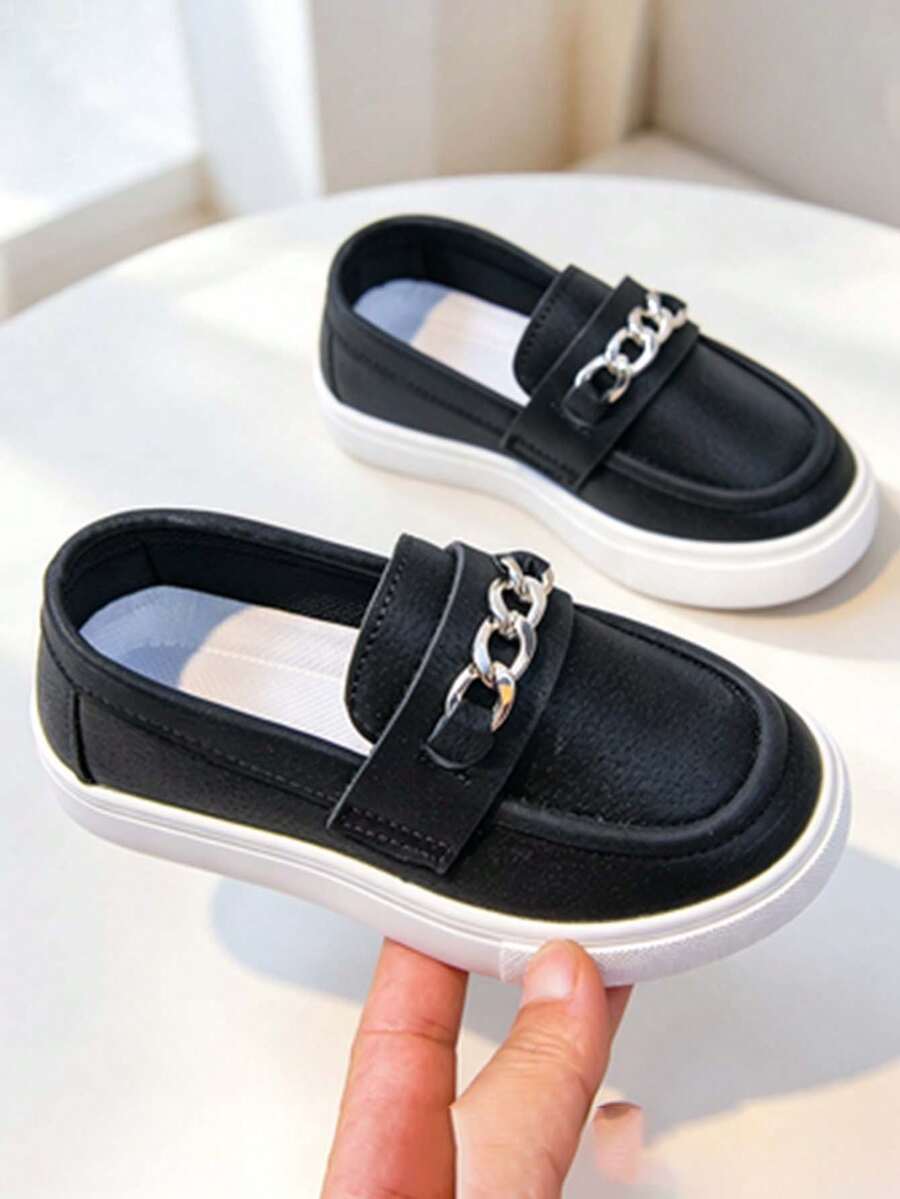 1 Pair Unisex Kids Minimalist Flat Casual Sneakers, Versatile Comfortable Durable Soft Sole Lightweight Sports Casual Shoes - Black - View 1