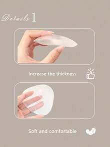 1 Pair Transparent Heart Groove Silicone Bra Inserts, Thick Push Up Breast Enhancer Pads, Reusable Invisible Chest Padding, Soft Swimwear Bikini Bra Inserts For Beach, Swimming, Outdoor Activities - Clear - View 7