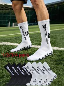 1/2/3/4 Pairs FS Pattern Football Socks, Shock-Absorbing, Comfortable, Durable Sports Socks, Suitable For Outdoor Fitness Basketball Socks, Mid-Calf Socks, Back To School Essential, Christmas Gift - Multicolor - View 10