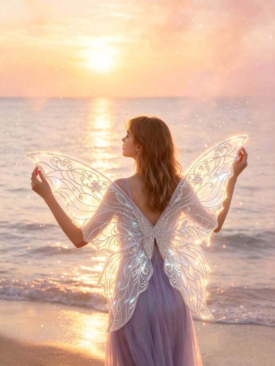 1pc Gold Foil Butterfly Wings Prop, Suitable For Various Holiday Costumes, Parties, Bars, Cosplay, Halloween Wings - Multicolor - View 1