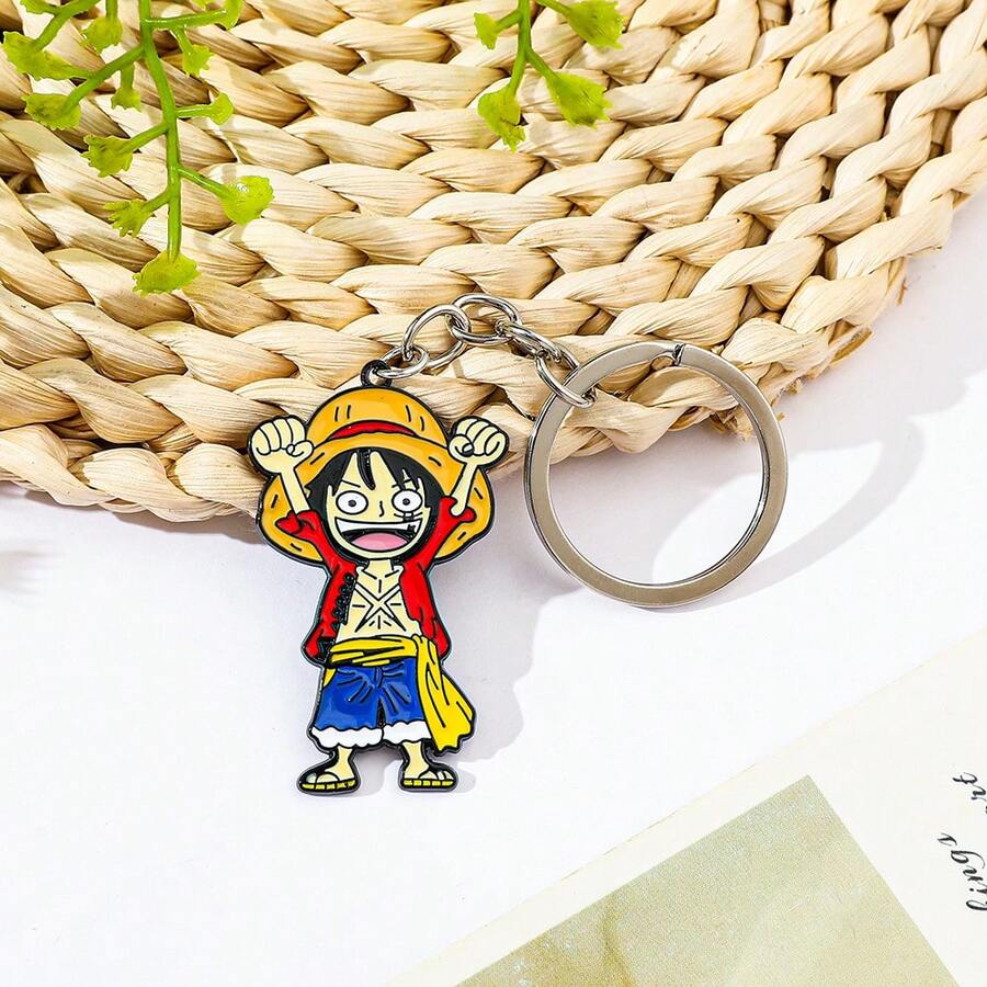 One Piece Monkey D Luffy Metal Enamel Keychain Raised Hands Luffy Anime Figure Key Ring Backpack Pendant Cosplay Gift For Fans - Multicolor - View 1