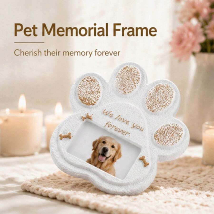 Pet Memorial Stone Pet Tombstone, Indoor/Outdoor Pet Display Decor, Can Be Used As A Gift For Deceased Cats, Dogs And Small Animals - White - View 1