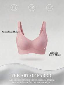 女款無縫內衣 - 可調節肩帶、無鋼圈支撐、適合日常穿著、超柔軟透氣面料、女款春季服飾、舒適內衣胸罩 - 粉色 - 查看 8