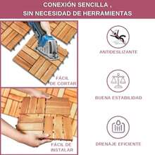 11 Piezas Wpc Pisos 30 X 30 CM,Cubre 1 Metro Cuadrado, Plástica Encastrables Pisos, Piso Impermeable y Antideslizante para Jardín, Terraza, Balcón y Alberca - DBS0025 - Ver 4
