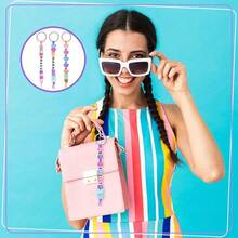 285pcs Keychain DIY Set, Creative Heart Beads Gift Set, Random Letter Beads Keychain Material Kit, Key Ring Accessories, Birthday Party Small Gifts, Includes Beaded String And Connecting Rings, Suitable For Mother's Day, Back To School, Birthday Gifts - Multicolor - View 2