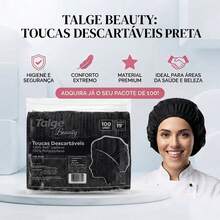 Touca Descartável TNT sanfonada com 100 unidades Talge Beauty Preta - Preto - Visão 3