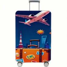 Shanghai City Skyline Airplane Travel Pattern Luggage Cover - Multicolor - View 9