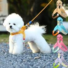 Conjunto de Chaleco Arnés Anti-Tirones para Mascotas, Chaleco Ajustable y Cómodo, Material Suave, Esponja Compuesta y Tela de Malla de Ojo de Pájaro, Adecuado para Gatos y Perros, con Tiras Reflectantes, Almohadillas Transpirables y Diseño a Prueba de Escapes - Multicolor - Ver 2
