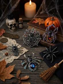 Halloween Rhinestone Spider Brooches - Insect Pins For Women Unisex Casual Party Accessories / Friends Gifts Badges Decoration - Spider - View 1