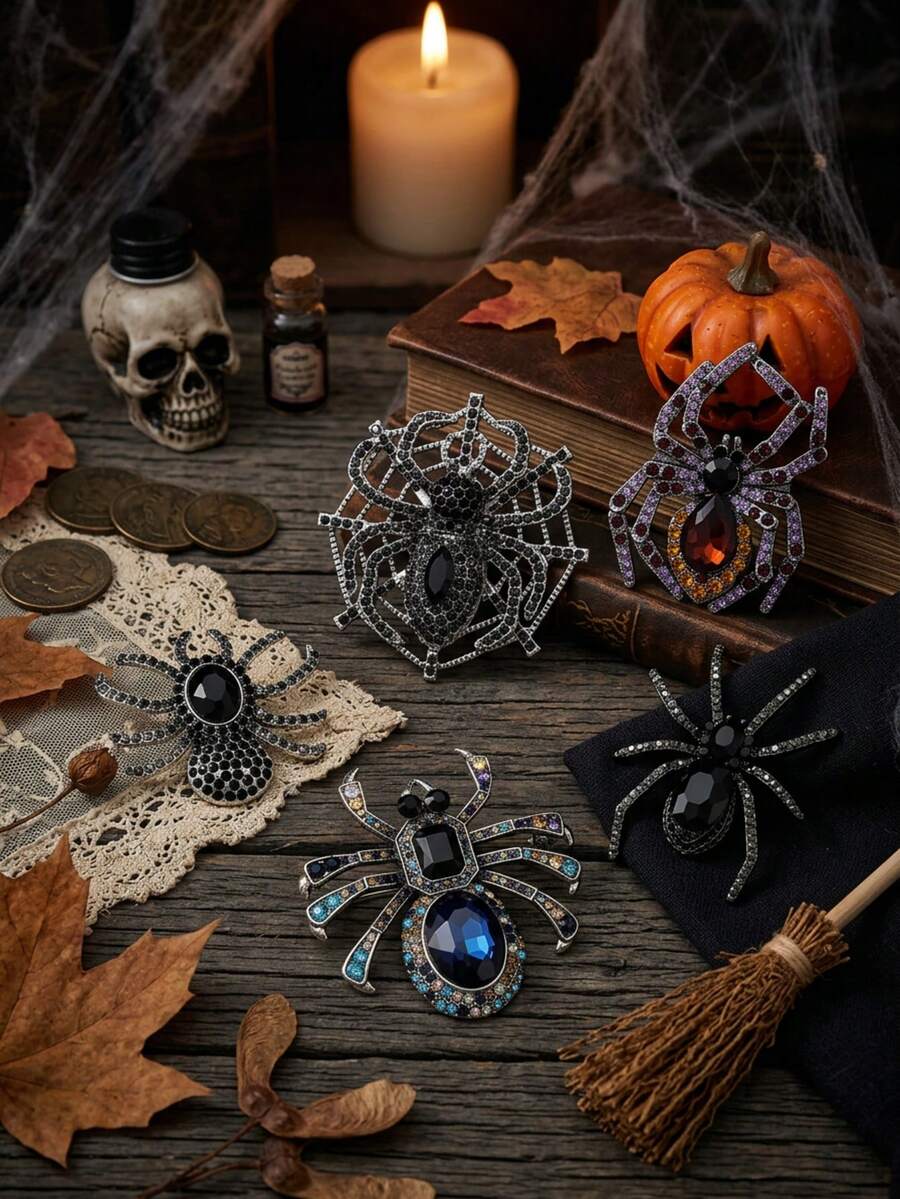 Halloween Rhinestone Spider Brooches - Insect Pins For Women Unisex Casual Party Accessories / Friends Gifts Badges Decoration - Spider - View 1