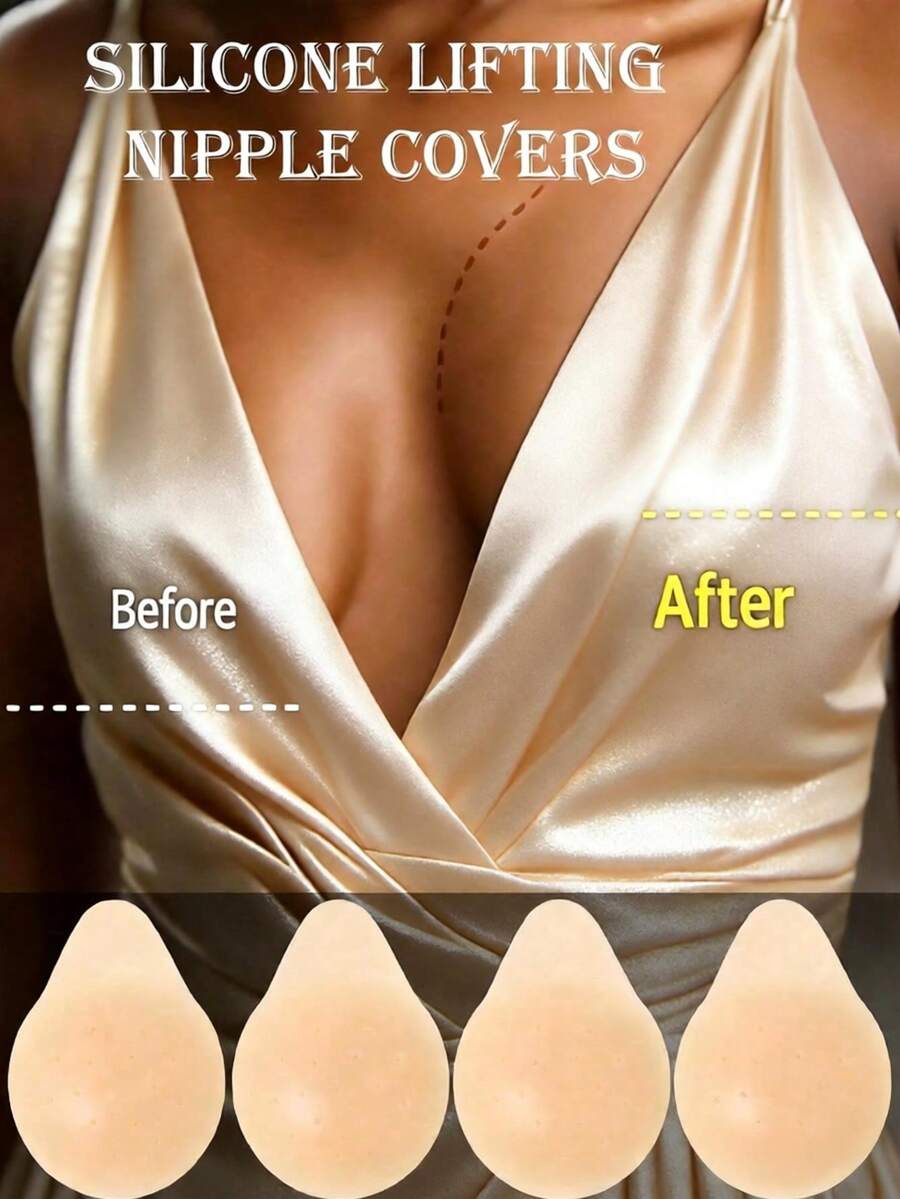Reusable Silicone Breast Lift Covers, Invisible Adhesive Bra Inserts With Breathable Holes, Push Up Chest Enhancer For Backless Dresses, Wedding - Multicolor - View 1