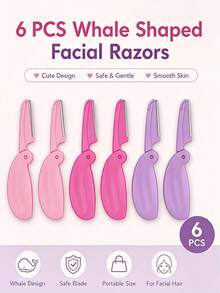 Rasoir Baleine Pliable, Compact et Portable, Convient aux Débutants, Avec Garde de Protection, Lame en Acier Inoxydable, Rasoir pour la Taille des Sourcils et l'Épilation - Multicolore - Voir 5