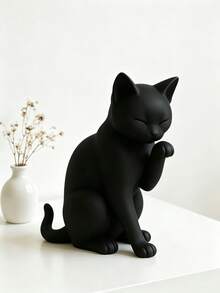 1pc Modern Black Cat Statue - 3D Printed Plastic Figurine, Suitable For/Decor, Minimalist Window Sill And Desktop Decoration, Room, Shelf Collectible Architectural Decor - Black Cat Sculpture Decorative Gift - Multicolor - View 7