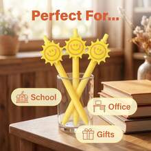 10pcs Sunflower Signature Pens, Back To School & May Day Writing Pens, Multi-Project Retractable Ballpoint Pens, Home Party Small Gift Set - Multicolor - View 10