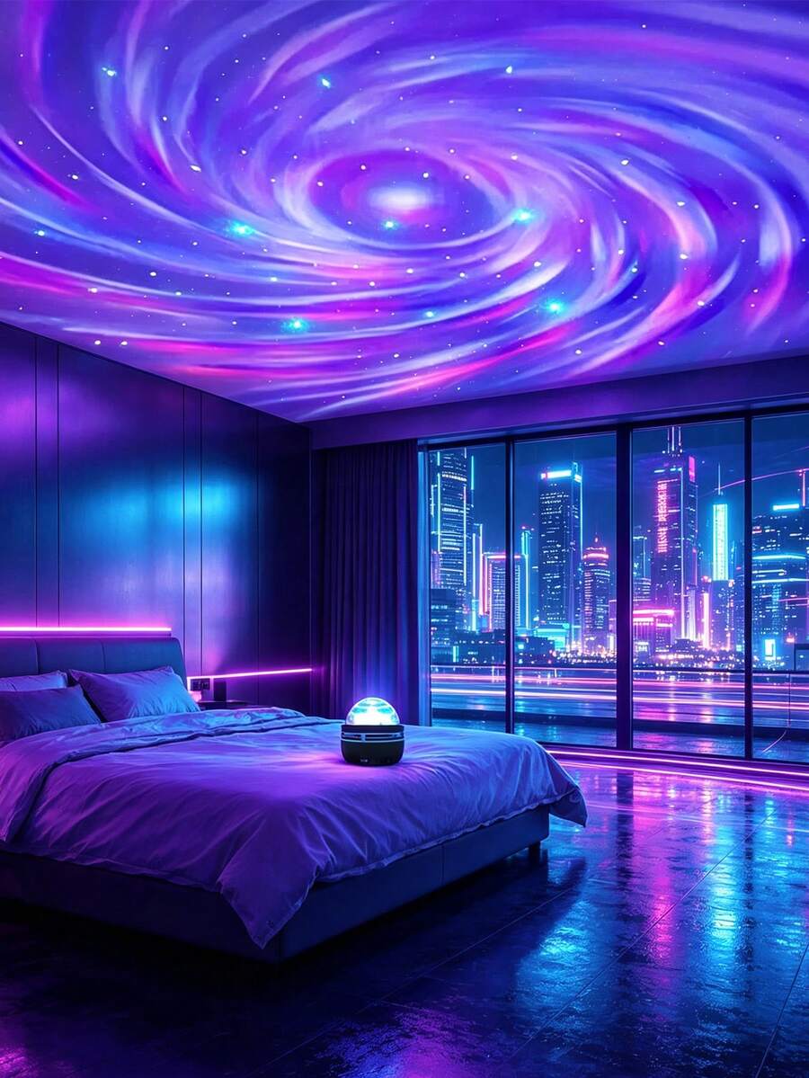 1 Stück Galaxie Projektor mit Nebel, Wolken, Wellen Dynamikeffekten, LED Nachtlicht Projektor mit Fernbedienung, geeignet für Schlafzimmer, Wohnzimmer, Heimkino, Decke, DJ Party, Tanzhallen Atmosphäre Beleuchtung