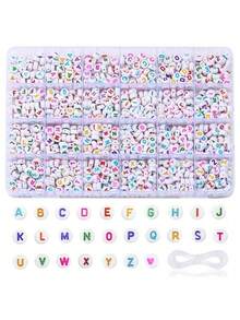 100/500/1000/1200pcs Acrylic Letter Beads Set - DIY Jewelry Making For Friendship Bracelets - 26 Styles, Colorful, Versatile, Easy To Use - Multicolor - View 1