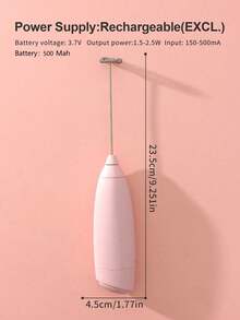 AOYI 1pc Rechargeable Handheld Portable Mini Coffee & Milk Frother & Egg Beater With Charging Cable - Pink - View 11