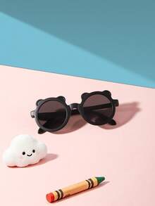 1 PC Boys Girls 3-8Y, Foldable Bear Ear Round Frame, PC Material, Cute Cartoon Style Kids Glasses, Summer Daily Travel Party With Glasses Box - Multicolor - View 6