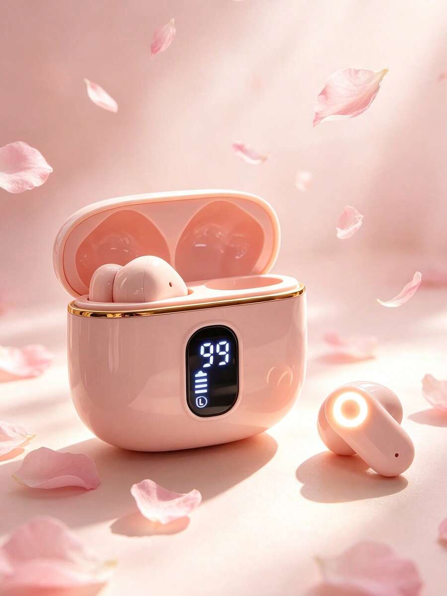 Wireless Bluetooth Earbuds Hands-Free Microphone Superior Sound Quality Compact Design Noise Cancelling Suitable For Listening To Music While Traveling, Camping, Exercising Or On The Go LED Battery Indicator Compatible With Smartphones