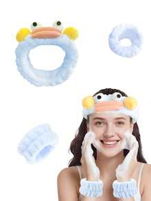 3pcs Funny Washable Headband Set, Absorbent Wristbands, Keep Clothes And Hair Dry, With Bowknot, Washable, Multi-Color Hair Clips, Elastic Hair Rings For Washing And Skincare, Suitable For Washing, Makeup, Spa, Home, Spa - Multicolor - View 8