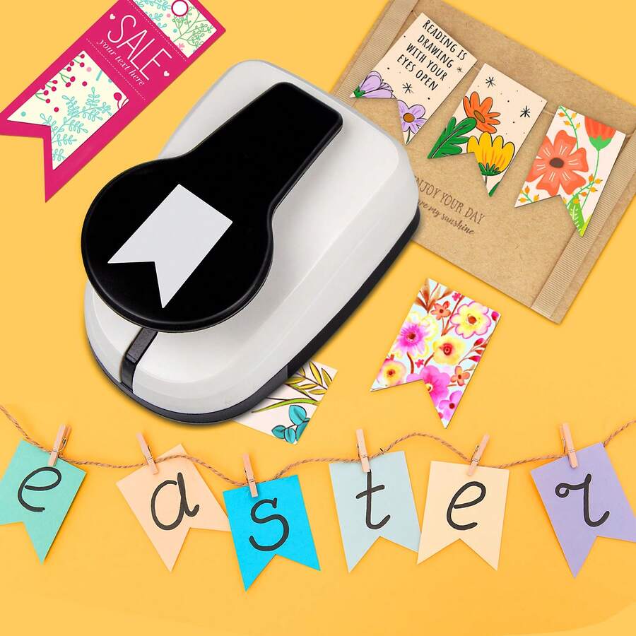 Banner Flag Label Tab Index Paper Hole Puncher Cutter Tool Daily Fashion Banner Tab Shape 2 Inch 50mm For DIY Portable Suitable For Paper Crafts For Junk Journaling For Folder Planner For Card Making For Scrapbooking For Student For Bible