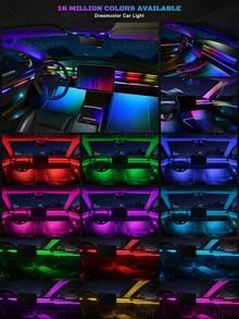 GLANBERT (10/6 In 1)Interior Car LED Strip Lights, Acrylic LED Lights For Car With Dynamic Dreamcolor Chasing, Ambient Lighting Kits Music Sync Wireless APP And RF Remote Control - Colorful - View 5
