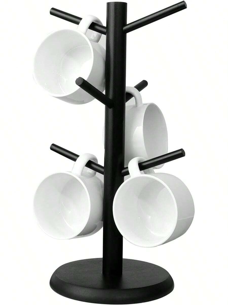 Coffee Mug Holder, Black Mug Tree With Thicker Base, Coffee Cup Stand, Cup Holder Counter, Coffee Mug Rack Organizer With 6 Hooks - Black - View 1