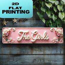 1pc 2D Flat Vintage Floral & Framed Text Design Aluminum Metal Sign, Rustic Farmhouse Style Wall Art, Weather-Resistant For Indoor And Outdoor Use (Random Style) - A - View 5