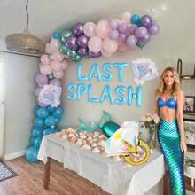 LaVenty Last Splash Banner Balloons Blue White Coastal Bachelorette Decorations Bridal Party Sign Bride To Be Background Beach Bach Supplies - 彩色 - 查看 8