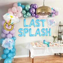 LaVenty Last Splash Banner Balloons Blue White Coastal Bachelorette Decorations Bridal Party Sign Bride To Be Background Beach Bach Supplies - 彩色 - 查看 7