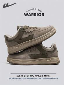 Warrior Men's Board Shoes Autumn And Winter Lightweight Comfortable Breathable Modest Style Casual Yet Sleek Sneakers Applicable Throughout The Year Wear-Resisting All-Day Wear Training Sneakers Running Shoes Fleece-Lined Sneakers - Gray/Army Green - View 7