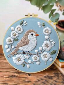 1件 20*20cm/7.9*7.9in 可愛小鳥刺繡套件，DIY手工刺繡套裝，適合成人初學者，居家禮物，女性縫紉禮物，包含使用說明書、印花布料、刺繡框、針與線 - A - 查看 16