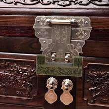 1pc Vintage Chinese Style Lock And Key, Retro Pin Lock | Floral & Bird Carved Vintage Padlock, Old-Fashioned Antique Lock With Key, Suitable For Jewelry Box Drawer - Multicolor - View 3