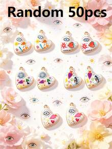 5/10/15/20/30/50pcs Random Multicolor Gothic/Punk Metal Love & Devil's Eye Pendant, Suitable For DIY Necklace, Bracelet, Earring, Keychain, Phone Chain, Couples's Gift, Jewelry Making - Multicolor - View 25