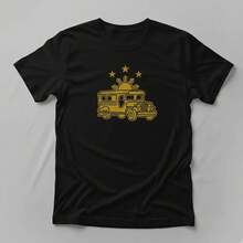 Camiseta "Jeepney Filipino con Sol" de Sun Gift Philippines, 100% Algodón - Completamente Nueva - Propiedad de Filipinos - Negro - Ver 1