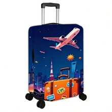Shanghai City Skyline Airplane Travel Pattern Luggage Cover - Multicolor - View 6