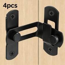 2 Pieces Sliding Door Lock Set, 90° Sliding Lock, Stainless Steel Door Lock, Right Angle Door Lock, Suitable For Barn Doors, Windows, Garden Cabinets (Black/Silver) - Stainless Steel - View 13