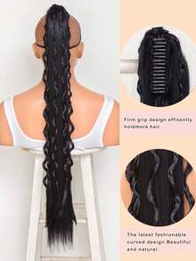 Clip-In Ponytail Hair Extensions - Long Straight And Braided Ponytail Hair Pieces For Women, Synthetic Hair Ponytail Clip-In Hair Extensions, 34 Inches Black, Halloween - Black - View 2