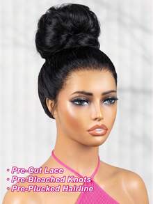 ISEE Invisi 360° Lace Front Wig With Drawstring, Pre-Cut Lace, InvisiFit Invisible Straps, Human Hair, Pre-Plucked, Pre-Bleached, 180% Density, 360° Full Lace Front Wig, 14-28 Inches - SNatural - View 4