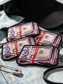 1pc/2pcs/3pcs/4pcs Pack Money Pattern Hip Hop Culture Embroidered Iron-On Patch - Multicolor - View 13