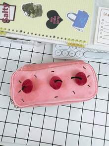 1pc New Cute Cartoon Plush Cherry Cake Pencil Case, Large Capacity Student Stationery Storage Bag, Multifunctional Organizer Pouch, Soft Skin-Friendly Plush Fabric, Smooth Zipper, Dust-Proof, Pressure-Resistant, 3D Fluffy, Lightweight, Portable, Fits In Backpack, Can Hold Pencils, Markers, Rulers, Erasers, Sticky Notes And Various Learning Supplies, Suitable For Students, Classroom, Self-Study, Library, Home, Dorm, Daily Use, Creative Storage, Multi-Purpose, Soft And Healing, Niche, Versatile, Durable, Perfect Practical Gift For Students, Birthdays, Best Friends - 3 - View 9
