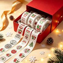500pcs/Roll Christmas Round Roll Stickers, Holiday Gift Sealing Labels, Self-Adhesive Vinyl Labels, Suitable For Planner, Scrapbook And DIY Decoration - Multicolor - View 8