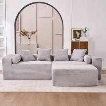 Modular Sectional With L-Shaped Lounge Chair, Cloud Sofa, Living Room - Grey - View 4