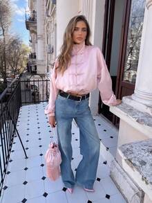 Elegant Casual Satin Frog Button Loose Daily Commute Date Multi-Occasion Suitable Women's Jacket Pink - Pink - View 1
