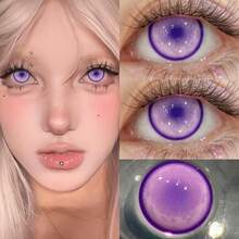 Lalens Paradise Violet Blind Lens 柔美鮮豔紫色 1 對彩色隱形眼鏡 批發年戴 DIA 14.50MM BC 8.6MM 放大眼睛亮眼效果 動漫 Cosplay Comic Con 萬聖節 Y2K 角色扮演 Cos 化妝彩色隱形眼鏡 - 紫羅蘭天堂 - 查看 5