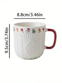 1pc/2pcs Christmas Ceramic Mug Pair, Embossed Sweater Pattern Ceramic Cup, Cute Christmas Pattern Coffee Mug, Couple Mug, Suitable For Reusable Hot And Cold Drinks, Home Drinking Water Cup, Christmas Gift, Holiday Decoration - Multicolor - View 6