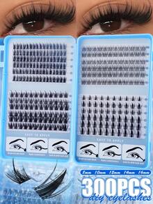 300pcs D Curl Single Lash Book, DIY False Eyelashes, Soft Natural Look Eyelash Extension Set, Fluffy Dense Segmented Lashes For DIY Home Use, Easy To Use, Large Capacity Long-Lasting False Eyelashes To Enlarge Eyes - Multicolor - View 18