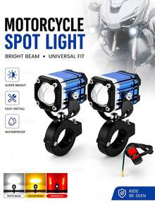GLANBERT 12-80V 摩托車輔助頭燈 LED 聚光燈，額外聚光燈，通用於電動摩托車/自行車 - 對裝+開關 - 查看 4